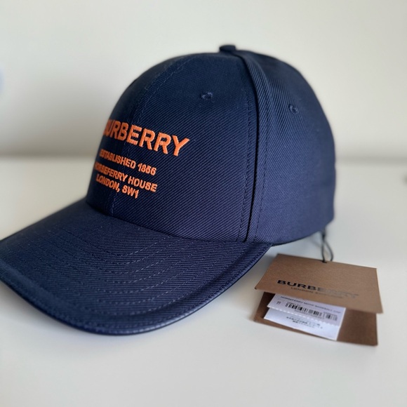 Burberry Embroidered Baseball Cap — Navy/Orange NWT - Picture 2 of 6
